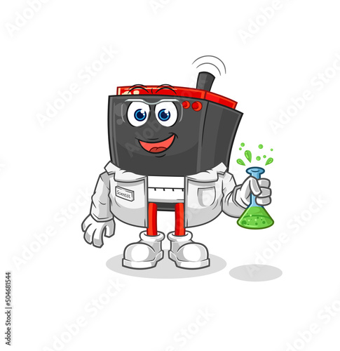 radio scientist character. cartoon mascot vector