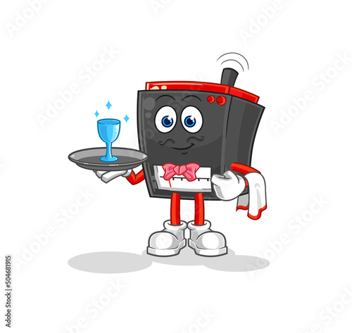 radio waiter cartoon. cartoon mascot vector