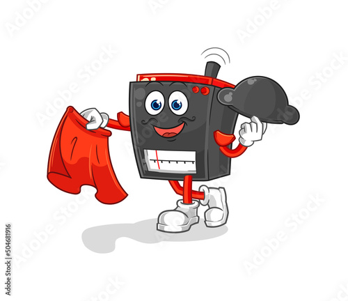 radio matador with red cloth illustration. character vector