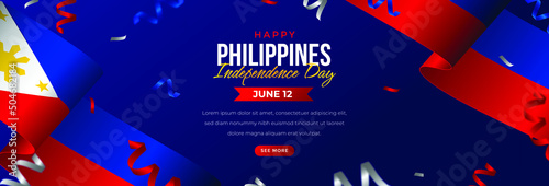 Fotografie, Tablou happy philippines independence day horizontal banner vector design