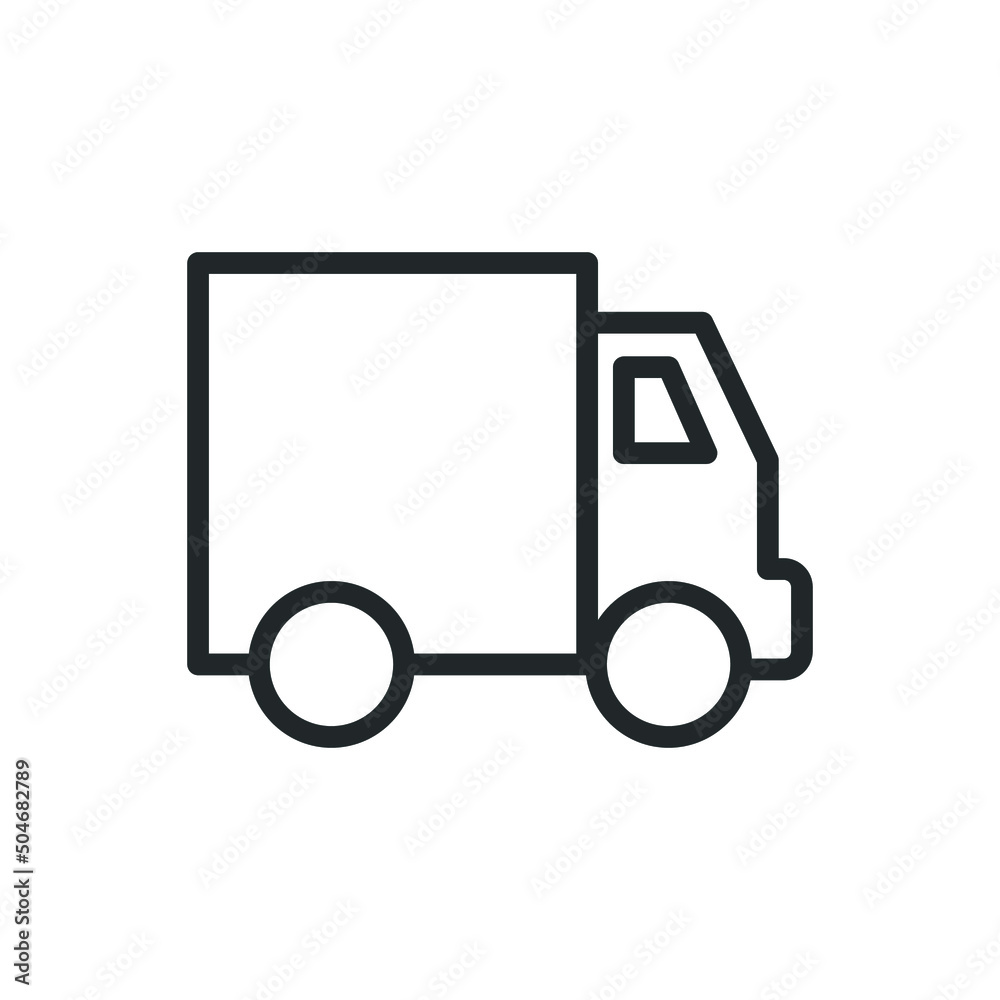 Truck icon. Simple outline style. Thin line symbol. Shipping car, delivery concept. Vector illustration isolated on white background. EPS 10. Truck icon. Simple outline style. Thin line symbol. Shipping car, delivery concept. Vector illustration isolated on white background. EPS 10.