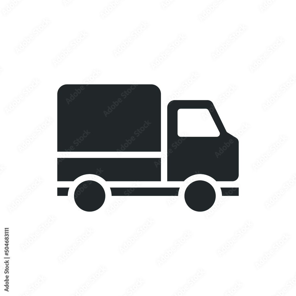 Fototapeta premium Truck icon. Simple solid style. Glyph symbol. Shipping car, delivery concept. Vector illustration isolated on white background. EPS 10.