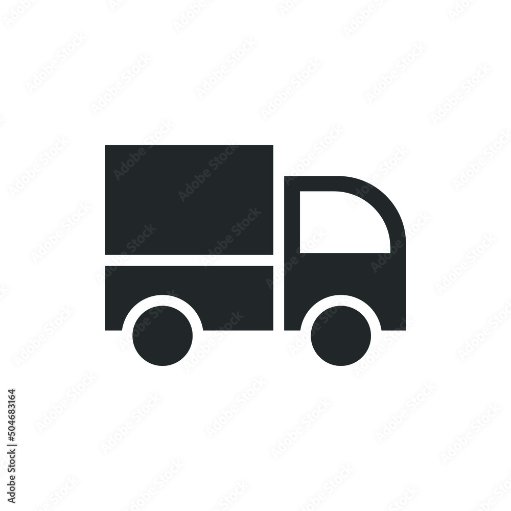 Truck icon. Simple solid style. Glyph symbol. Shipping car, delivery concept. Vector illustration isolated on white background. EPS 10.
