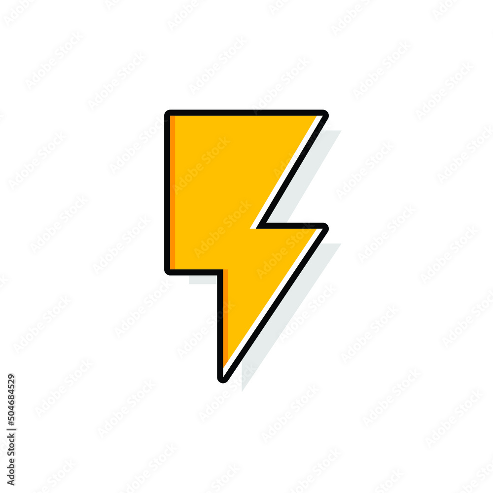 Thunder and bolt lighting flash icon. Flat style on white background. Vector illustration isolated. EPS 10. Thunder and bolt lighting flash icon. Flat style on white background. Vector illustration isolated. EPS 10.