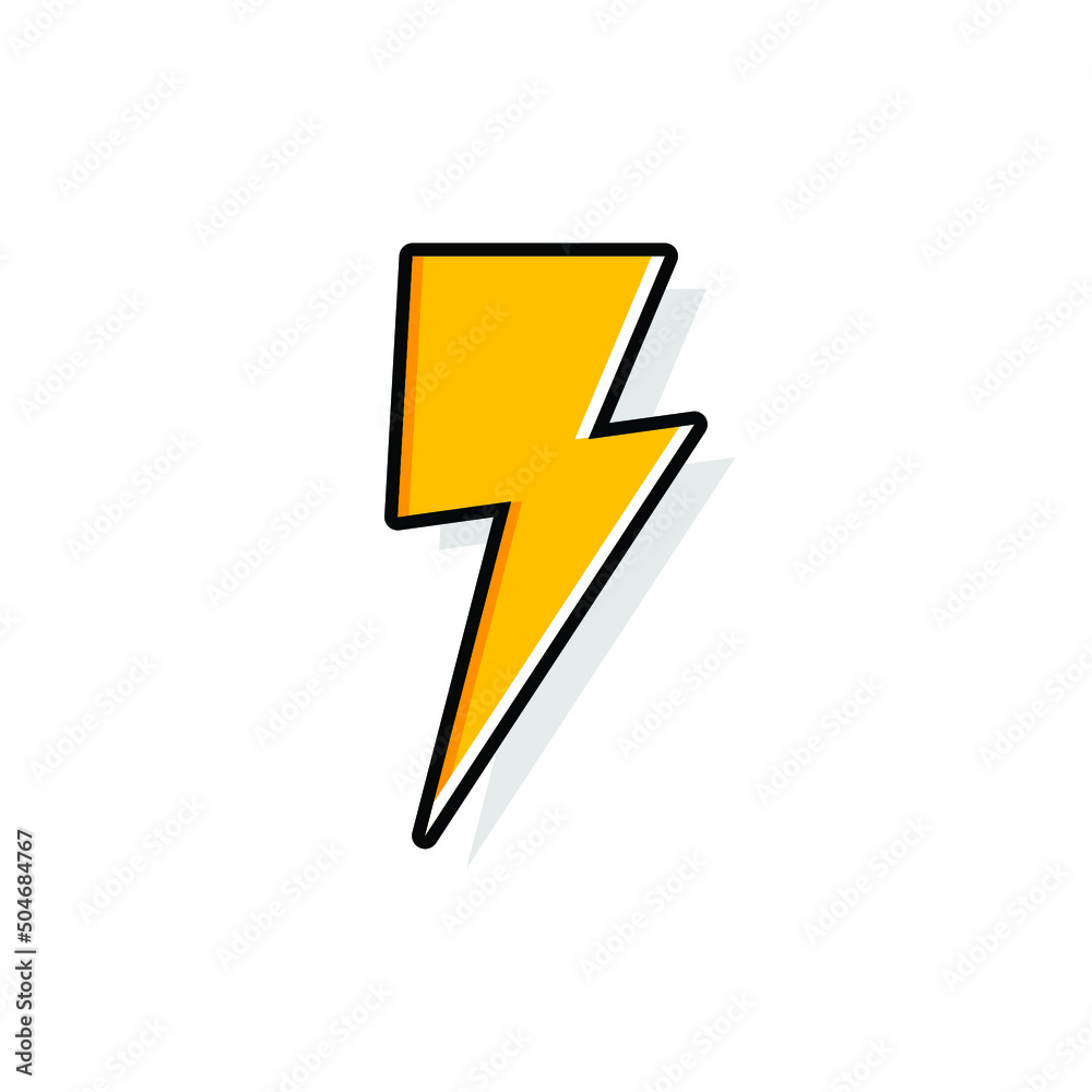 Thunder and bolt lighting flash icon. Flat style on white background. Vector illustration isolated. EPS 10. Thunder and bolt lighting flash icon. Flat style on white background. Vector illustration isolated. EPS 10.