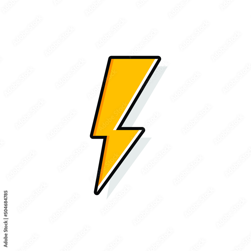Thunder and bolt lighting flash icon. Flat style on white background. Vector illustration isolated. EPS 10. Thunder and bolt lighting flash icon. Flat style on white background. Vector illustration isolated. EPS 10.