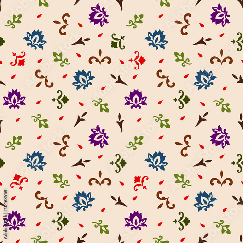 Pattern of Small Motifs all over design. Print block for fabric, apparel textile, wrapping paper. Minimal oriental vector graphic
