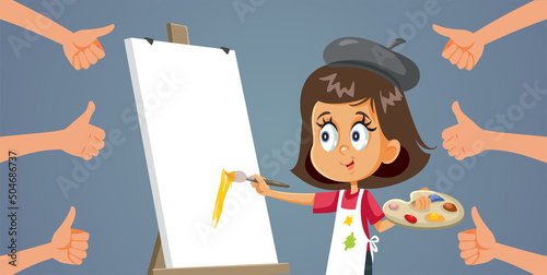 Artist Girl Receiving Appreciation for her Work Vector Illustration