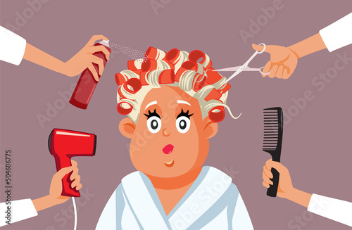 Middle Age Lady Receiving a Make-Over in a Professional Salon