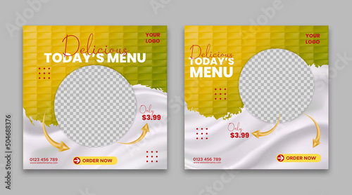Delicious food menu social media post. Editable social media templates for promotions on the food menu for stories or post frames