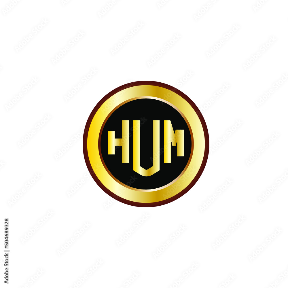HUM letter circle logo design. HUM letter logo design with black ...