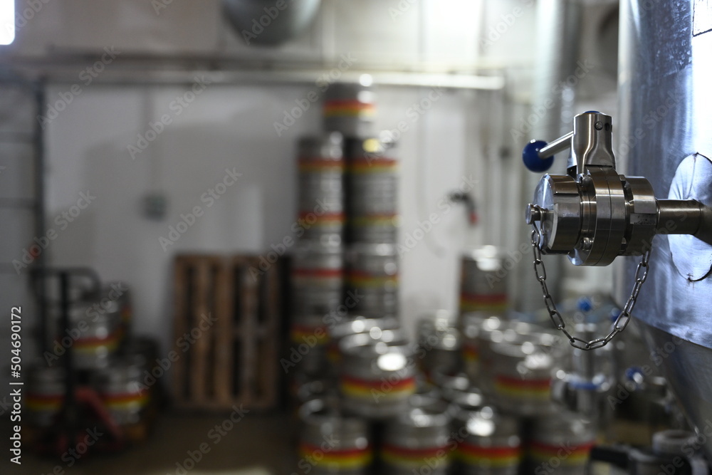 Photo of control taps in beer production equipment