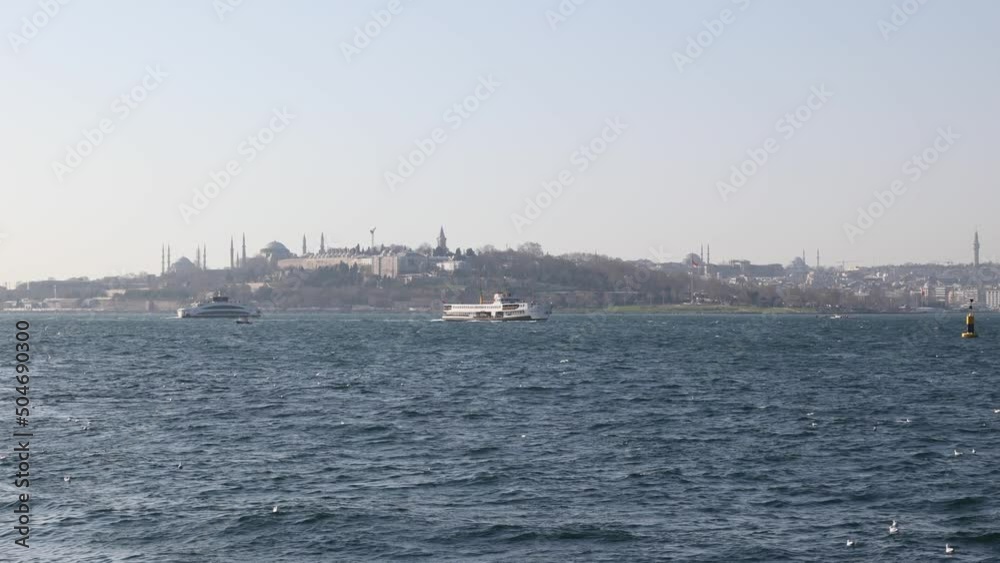 Cityscape of Istanbul video. A ferry on the Bosphorus and cityscape of Istanbul. Travel to Turkey concept video. Cityscape of Istanbul video. A ferry on the Bosphorus and cityscape of Istanbul. Travel to Turkey concept video.