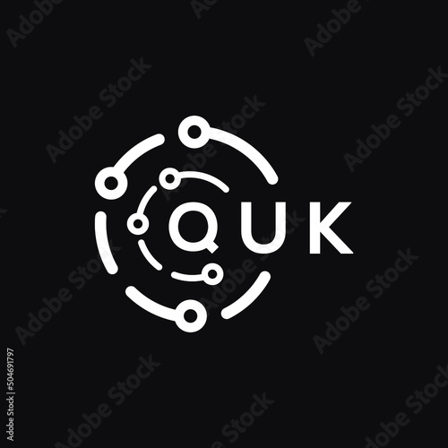 QUK letter logo design on black background. QUK creative initials letter logo concept. QUK letter design. 