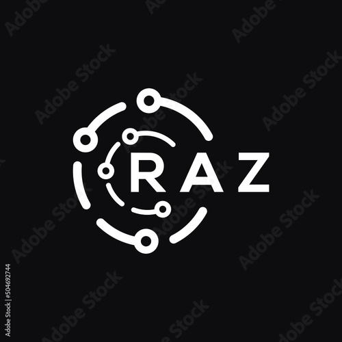 RAZ technology letter logo design on black  background. RAZ creative initials technology letter logo concept. RAZ technology letter design.
