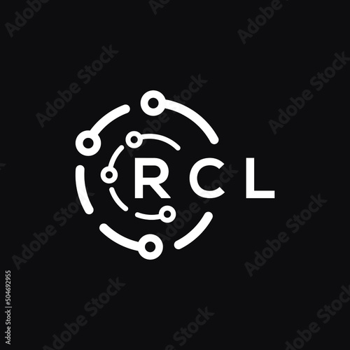 RCL technology letter logo design on black  background. RCL creative initials technology letter logo concept. RCL technology letter design.
 photo