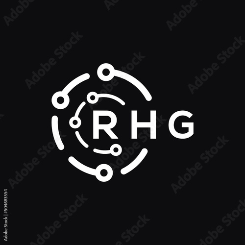 RHG technology letter logo design on black  background. RHG creative initials technology letter logo concept. RHG technology letter design.
 photo