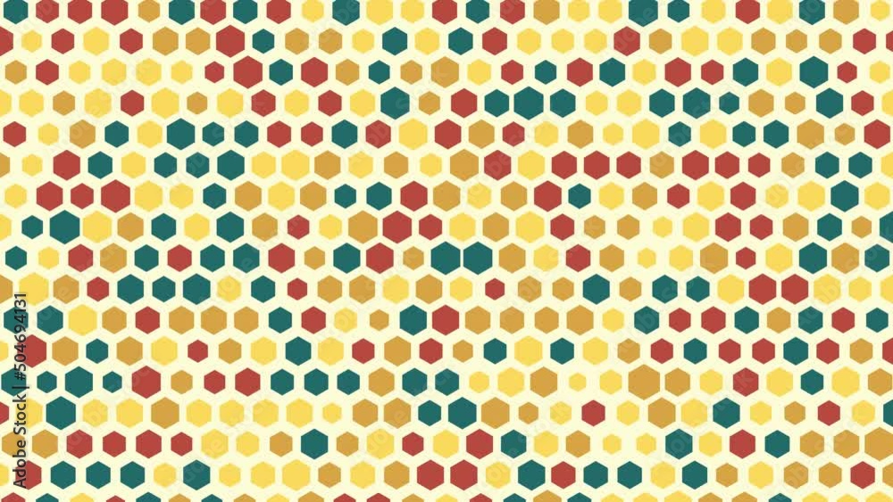 Float colorful hexagonal dots blinking on a 4K light yellow background.