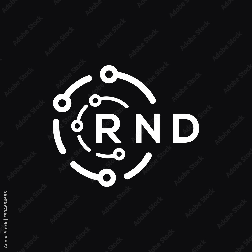 RND technology letter logo design on black  background. RND creative initials technology letter logo concept. RND technology letter design.
