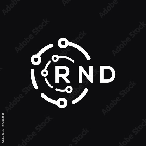 RND technology letter logo design on black background. RND creative initials technology letter logo concept. RND technology letter design. 