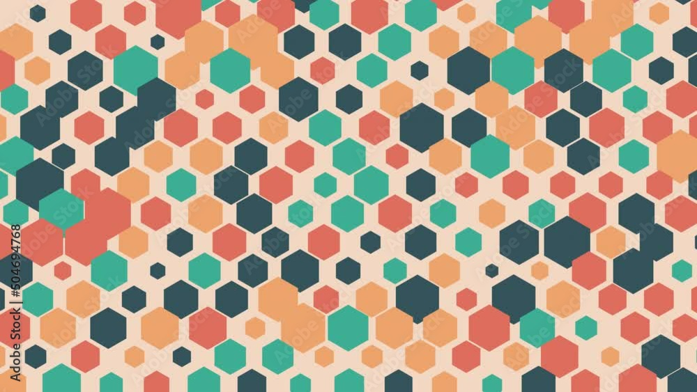 Float colorful hexagonal dots blinking on a 4K cream-yellow background. Float colorful hexagonal dots blinking on a 4K cream-yellow background.
