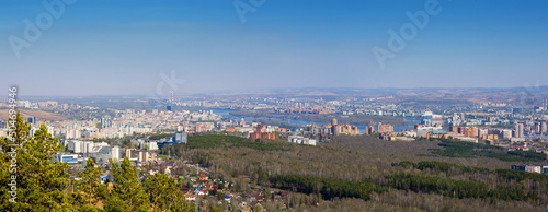 Panorama of the city of Krasnoyarsk. Siberia Russia. Summer sunny day