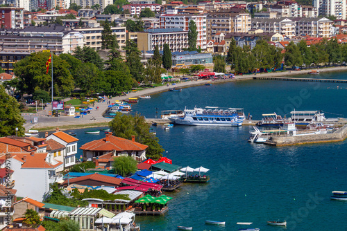Panorama of Ohrid town on Ohrid Lake North Macedonia