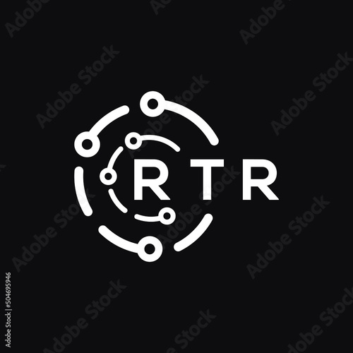 RTR technology letter logo design on black  background. RTR creative initials technology letter logo concept. RTR technology letter design.
 photo