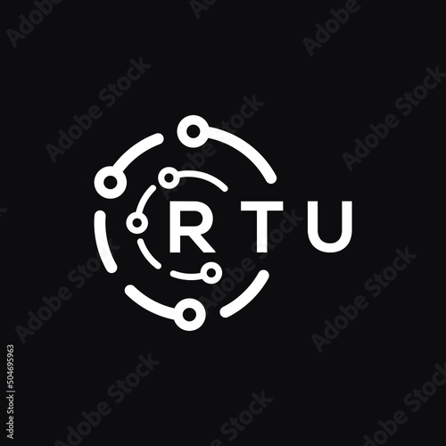 RTU technology letter logo design on black  background. RTU creative initials technology letter logo concept. RTU technology letter design.
 photo