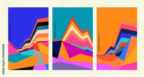 Fototapeta Naklejka Na Ścianę i Meble -  Colorful abstract geometric background illustration for summer poster