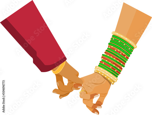 Indian Traditional Wedding Couple Hands Together