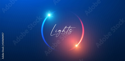 Futuristic circle motion light effect. Si fi abstract backgroud. Fluid color space.
