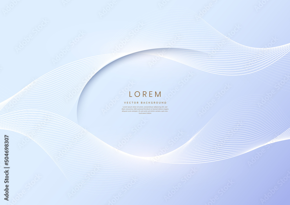 Abstract 3D wave lines dynamic on light blue background.