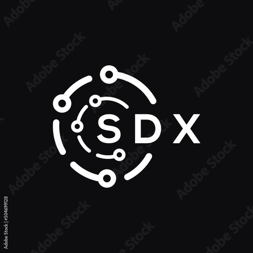 SDX technology letter logo design on black  background. SDX creative initials technology letter logo concept. SDX technology letter design. photo