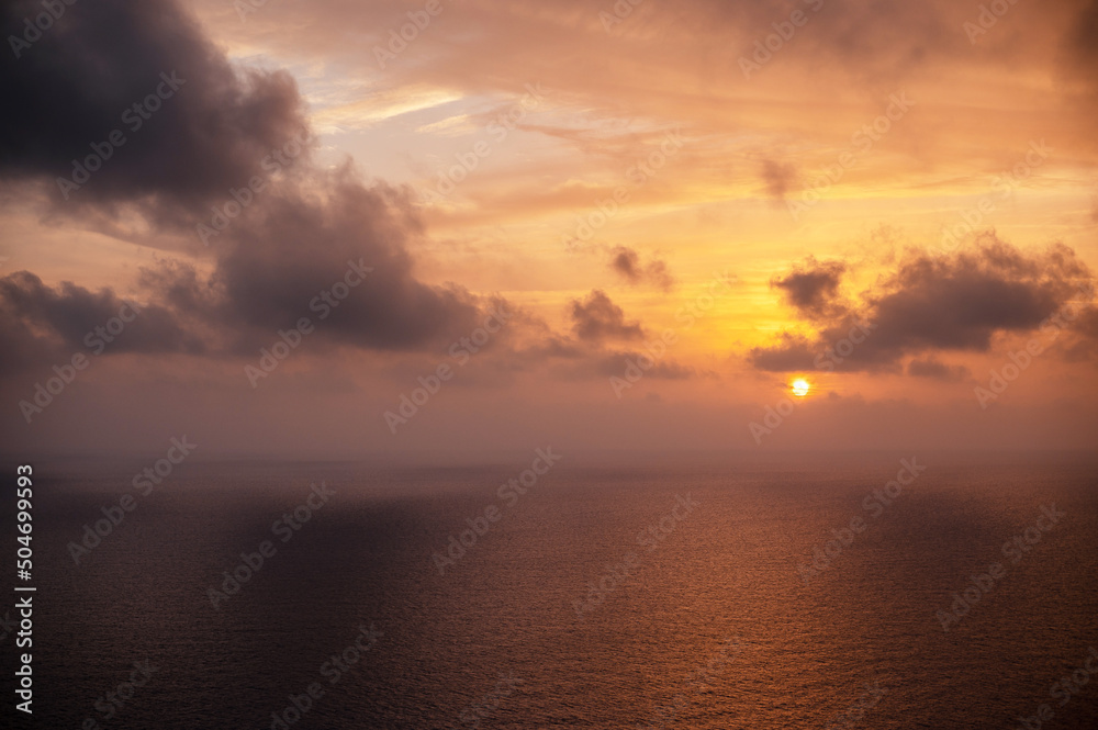 Fototapeta premium Fascinating summer sunset over calm sea on Cyprus
