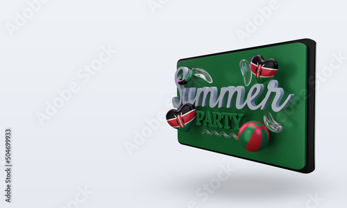 3d Summer party day love Kenya flag rendering right view