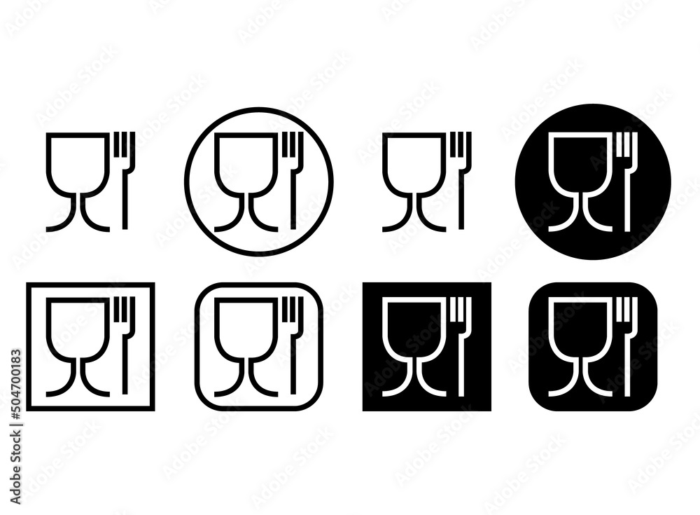 Set of Food safe symbol. The international icon for food safe material