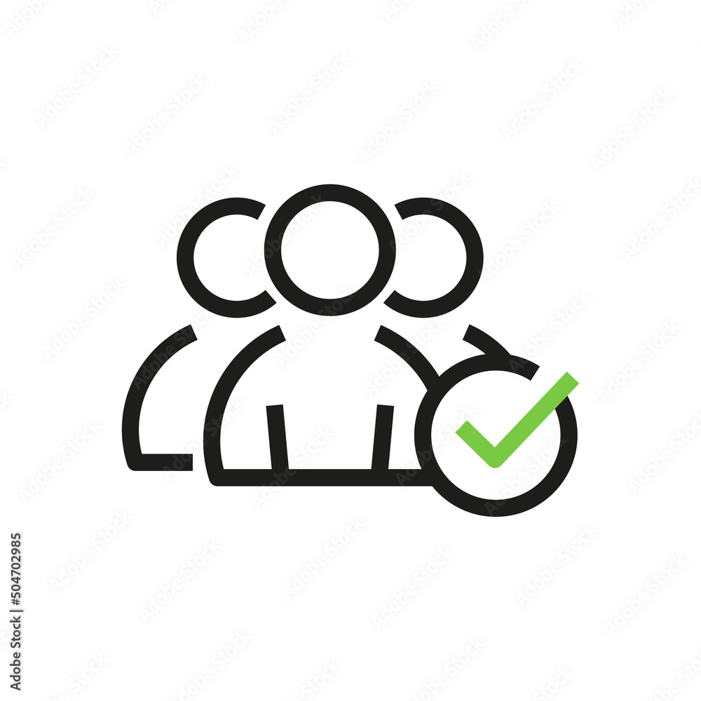User group and Management Business Team. Check mark sign, check-mark. Person vector illustration User group and Management Business Team. Check mark sign, check-mark. Person vector illustration