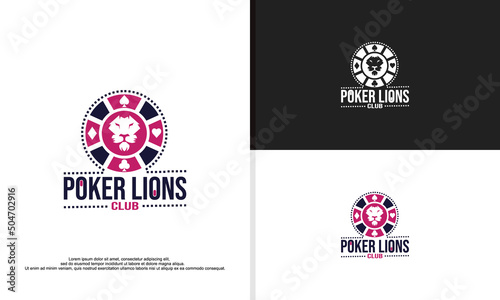 poker lions club logo design illustration
