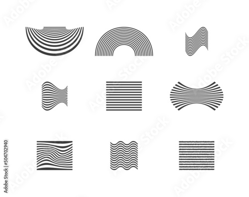 Set boho retro black lines shapes
