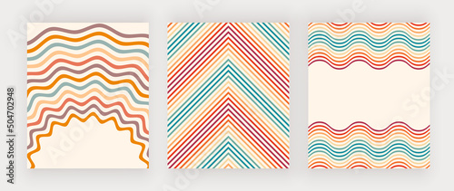 Hippie retro wall art prints with boho rainbow shapes
