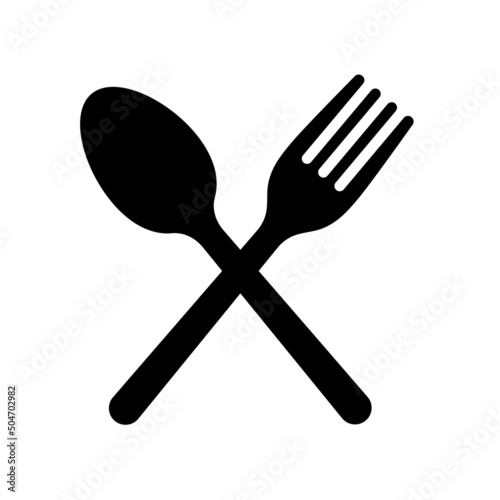 Fork and spoon icon vector. Flat restaurant cutlery for dining