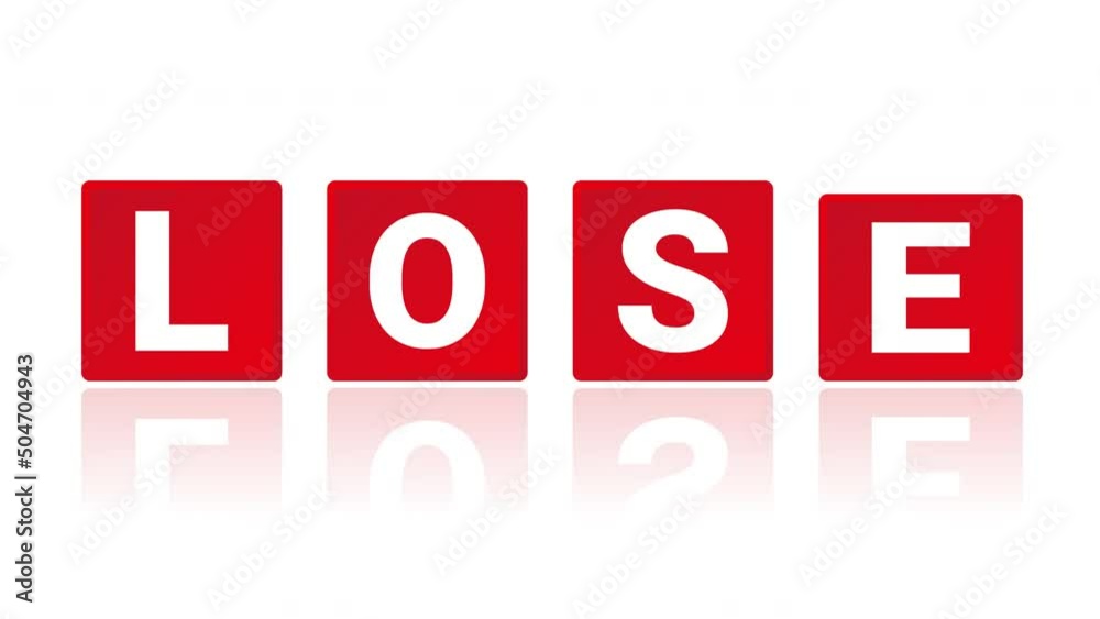 「LOSE」と書かれた赤いパネルがアニメーションする動画素材 「LOSE」と書かれた赤いパネルがアニメーションする動画素材