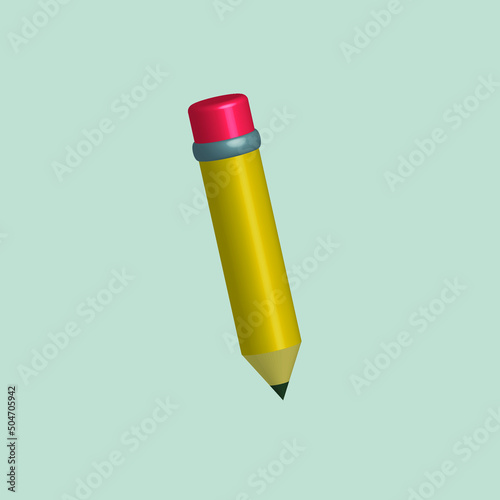 3d vector illustration of yellow pencil.