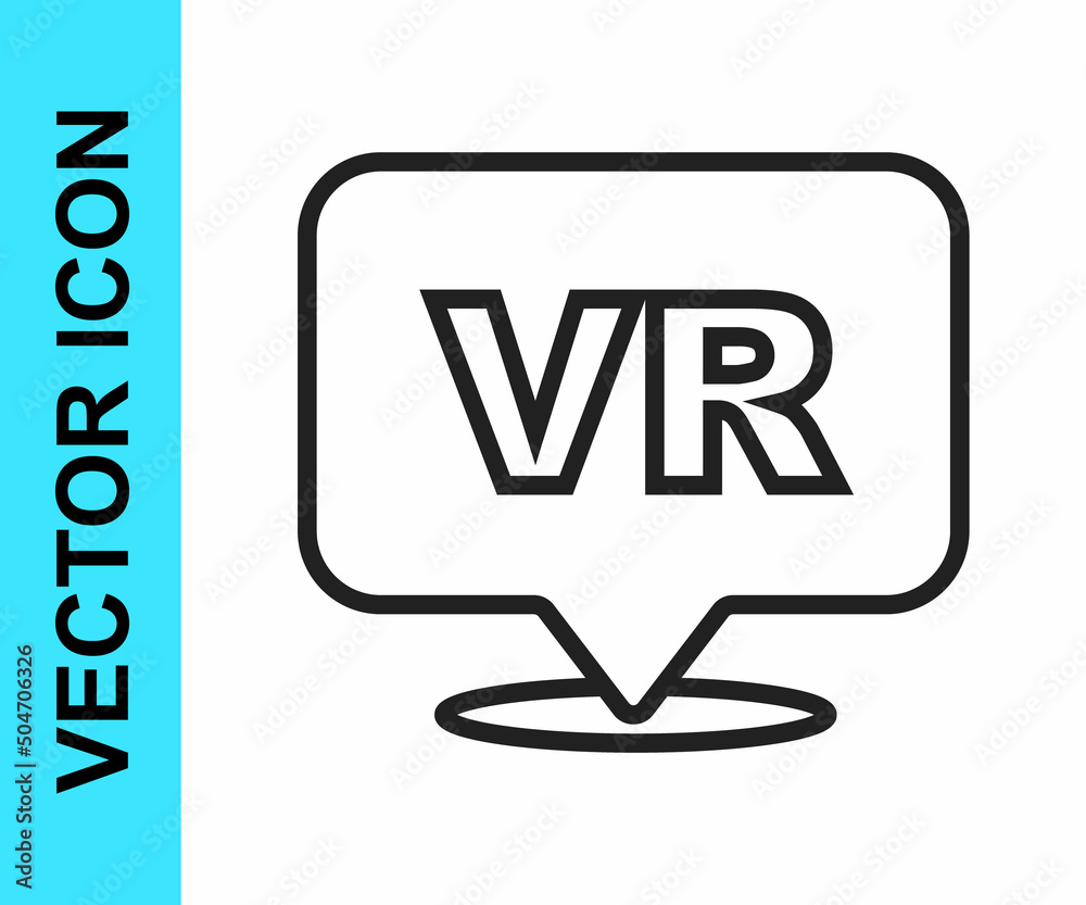 Black line Virtual reality icon isolated on white background. Futuristic VR head-up display design. Vector Black line Virtual reality icon isolated on white background. Futuristic VR head-up display design. Vector