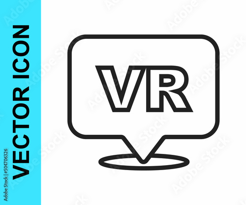 Black line Virtual reality icon isolated on white background. Futuristic VR head-up display design. Vector