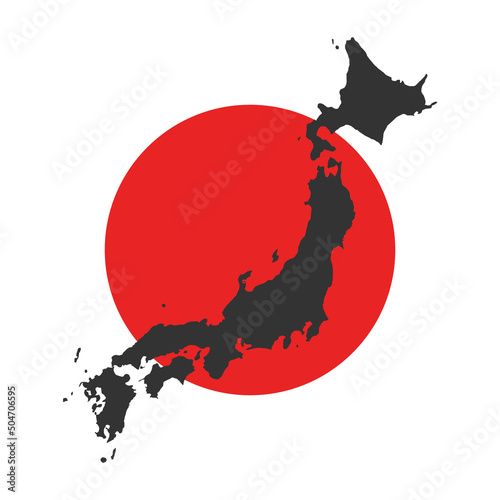 Japan black map and flag vector concept