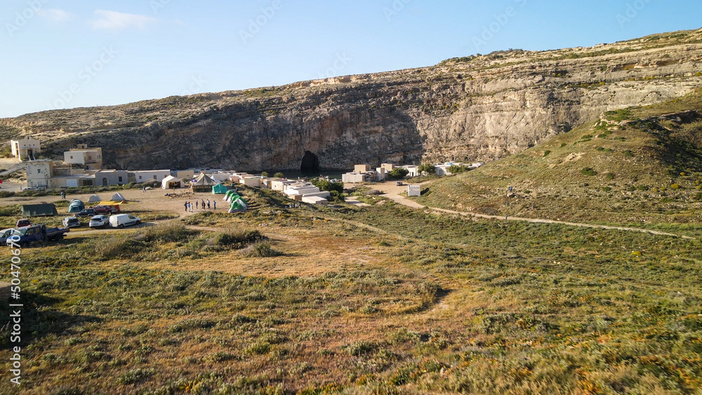 Obraz premium Aerial view of Inland Sea in Gozo at sunset