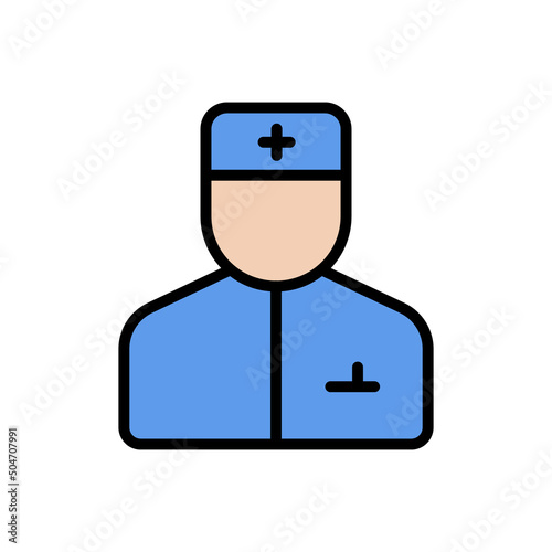 doctor line color filled icons isolated on white background. doctor occupation color vector icon set for web design, ui, mobile apps, print polygraphy and promo business