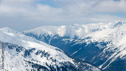 View of the snow-covered Polish mountains. Zakopane Poland, April 21, 2022 © Wiola